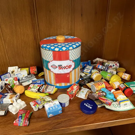 Selection Of Vintage New World Little Shop Merchandise Toys & Lidded Cannister