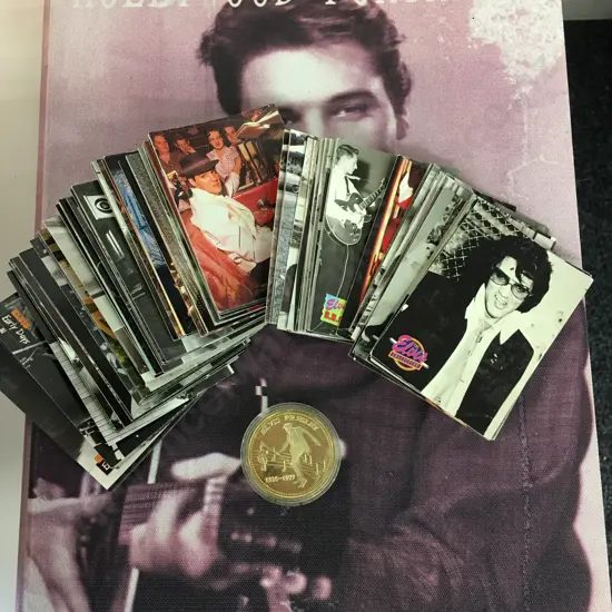Elvis Presley Collectors Cards, Coin & Storage Box