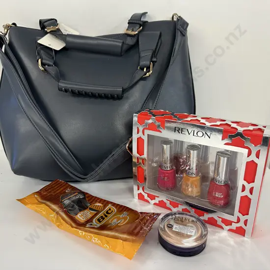 New Blue Handbag With Nail Polish Etc