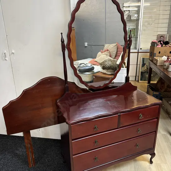 Queen Anne Mahogany 2 Piece Bedroom Suite Including a Single Headboard