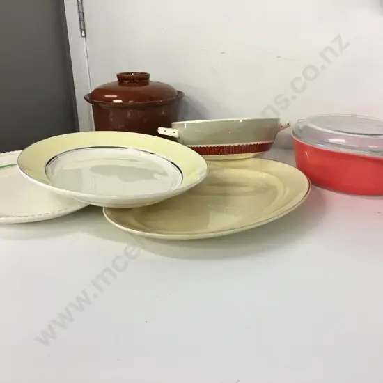 Selection Of Large Serving Plates, NZ Made Casserole Dish Etc