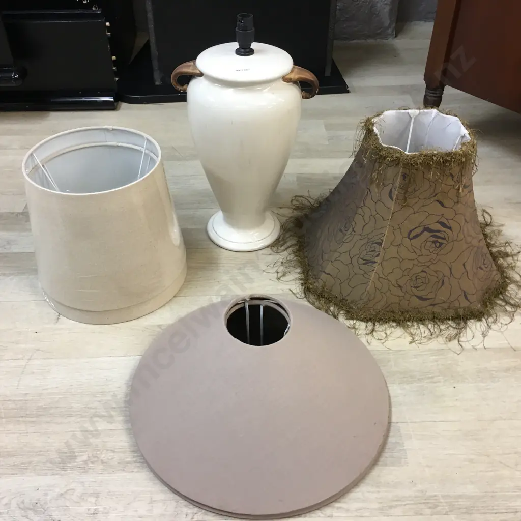 Cream Table Lamp Base H45cm With Assorted Shades Image 1++