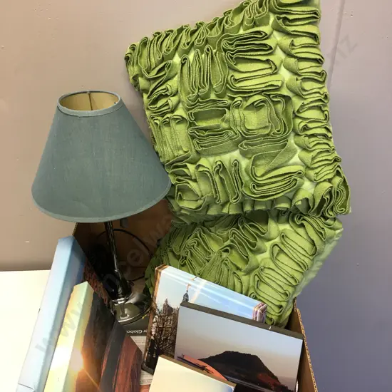Box Of Cushions, Artwork & Table Lamp