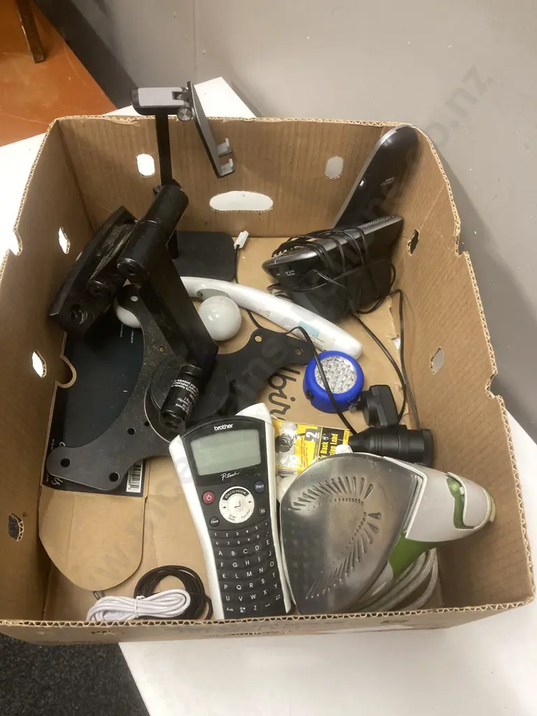 Box Lot Electrical, Iron, TV Mount Etc Image 1++