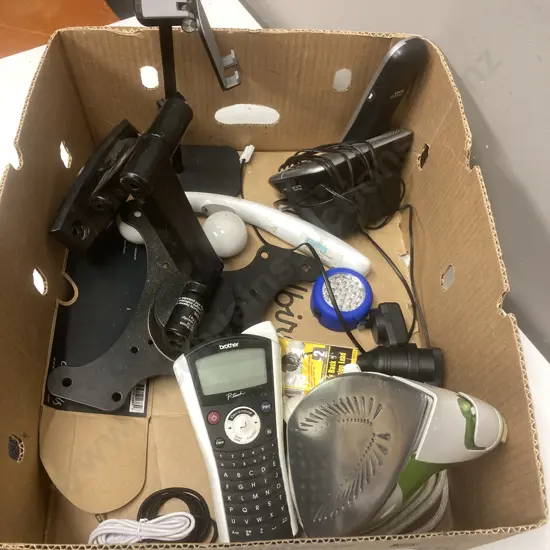 Box Lot Electrical, Iron, TV Mount Etc
