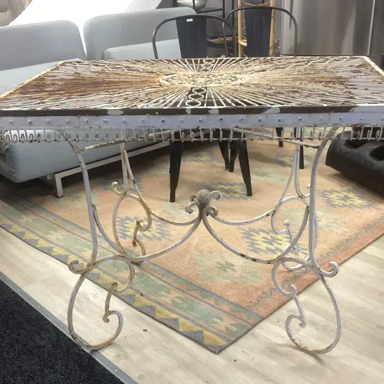 Antique French Iron Garden Table. H79 W110 D70cm