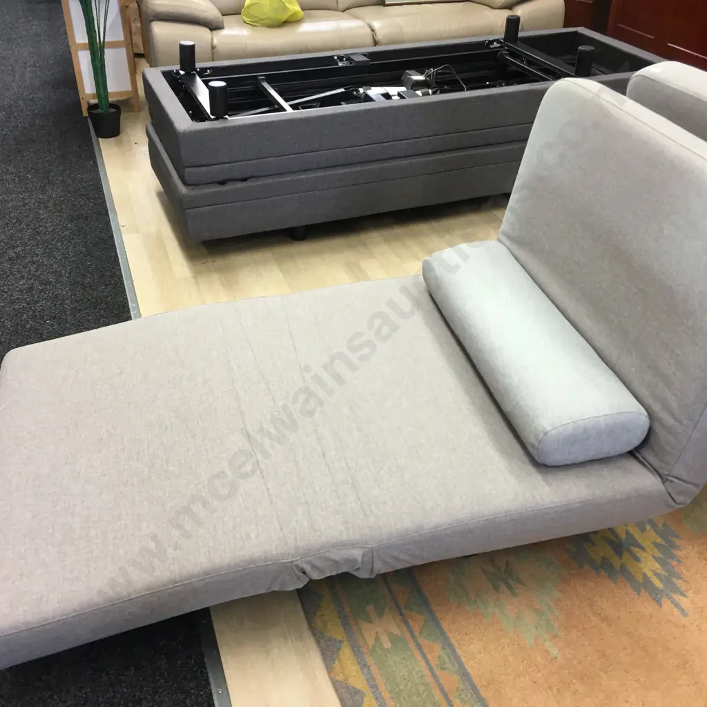 Nood Swizzle Sofa Bed In Pale Grey Colour. H79 W184 D79cm Image 1++