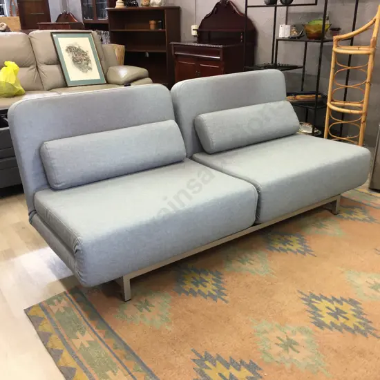 Nood Swizzle Sofa Bed In Pale Grey Colour. H79 W184 D79cm