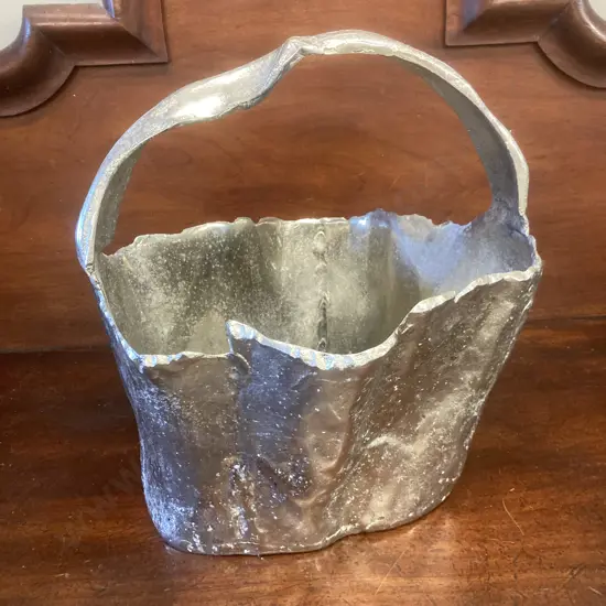 Large Rustic Aluminium Bucket / Feature? H35 W29 D30cm