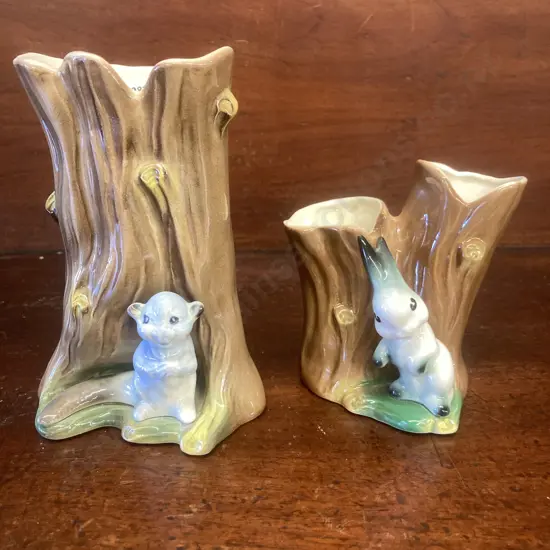 Hornsea Fauna Chipmunk and Bunny Vases