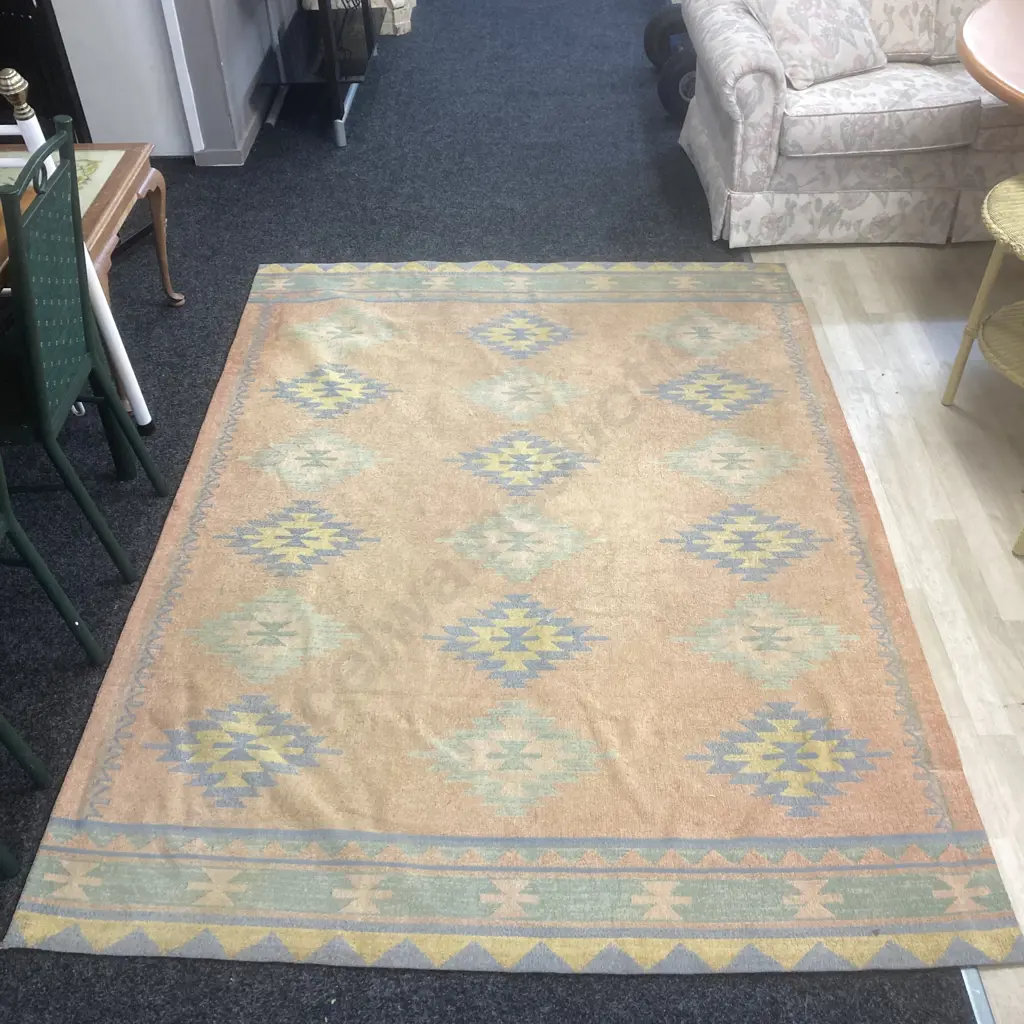 Miss Amara Floor Rug - Terracotta / Blue / Green / Yellow. 168 x 231cm Image 1++