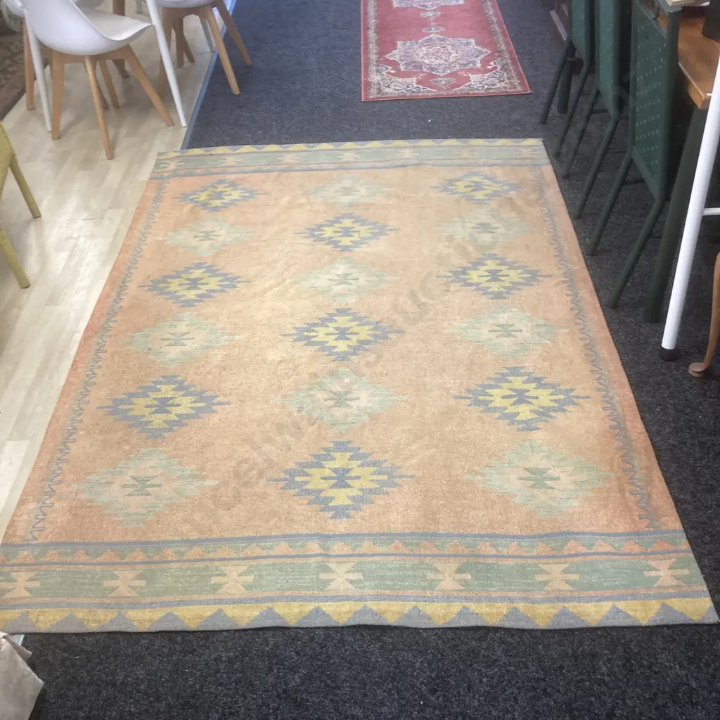 Miss Amara Floor Rug - Terracotta / Blue / Green / Yellow. 168 x 231cm Image 1++