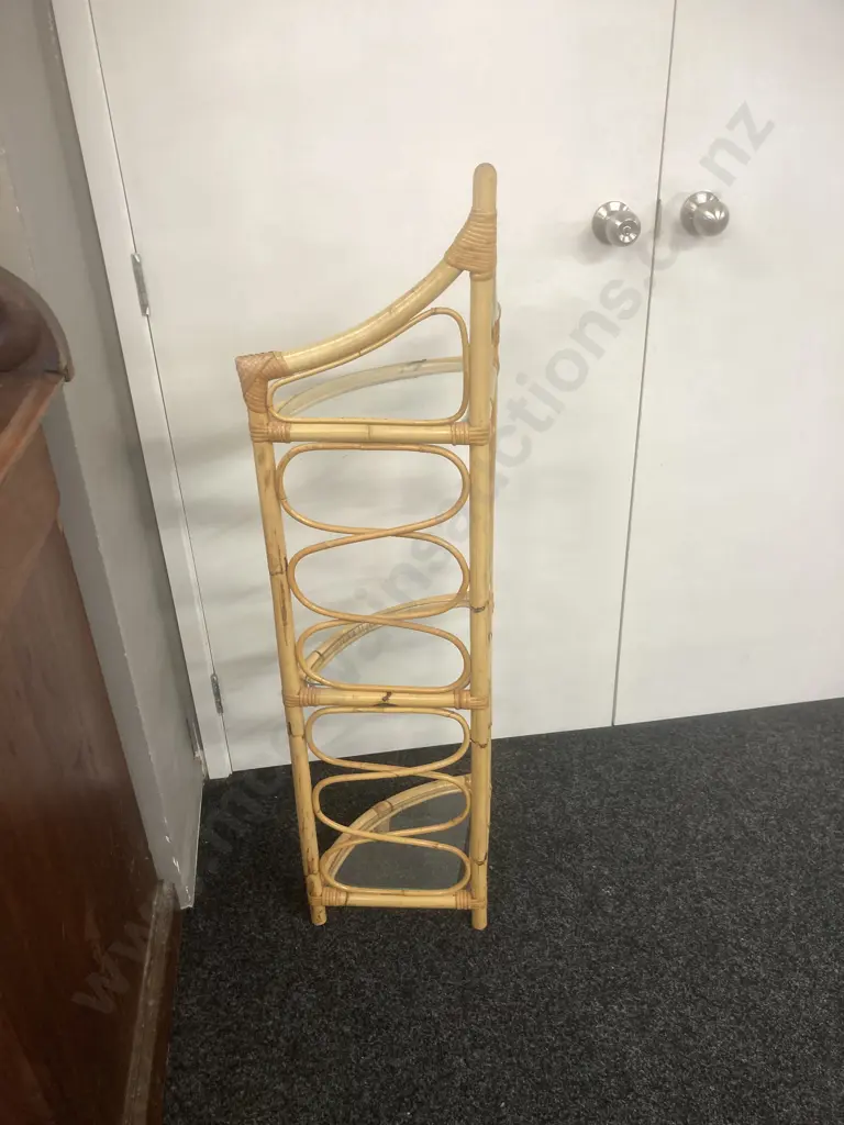 Cane & Glass Corner Shelf. H120 W43 D29cm Image 1++