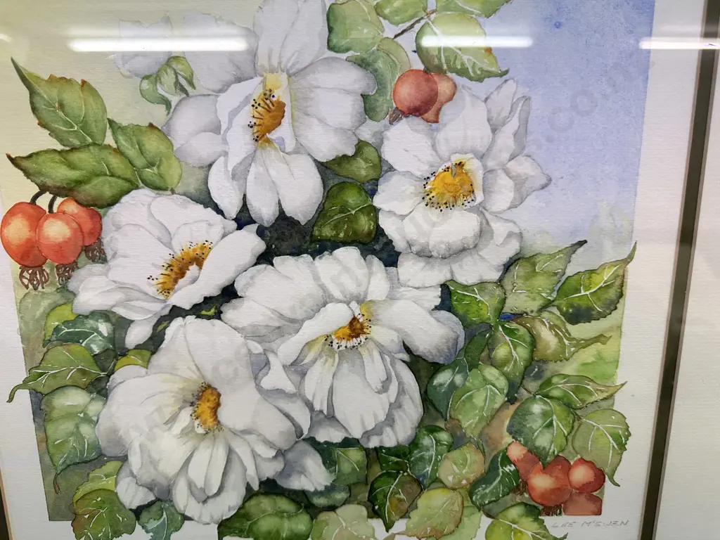 Framed Water Colour Titled Rosa Nevada Artist Lee McEwen Image 1++