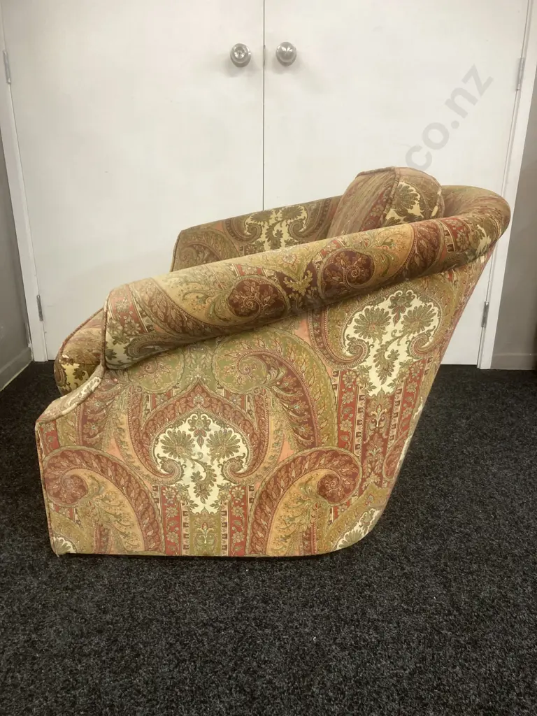 Vintage Tub Chair With Paisley Velour Fabric Image 1++