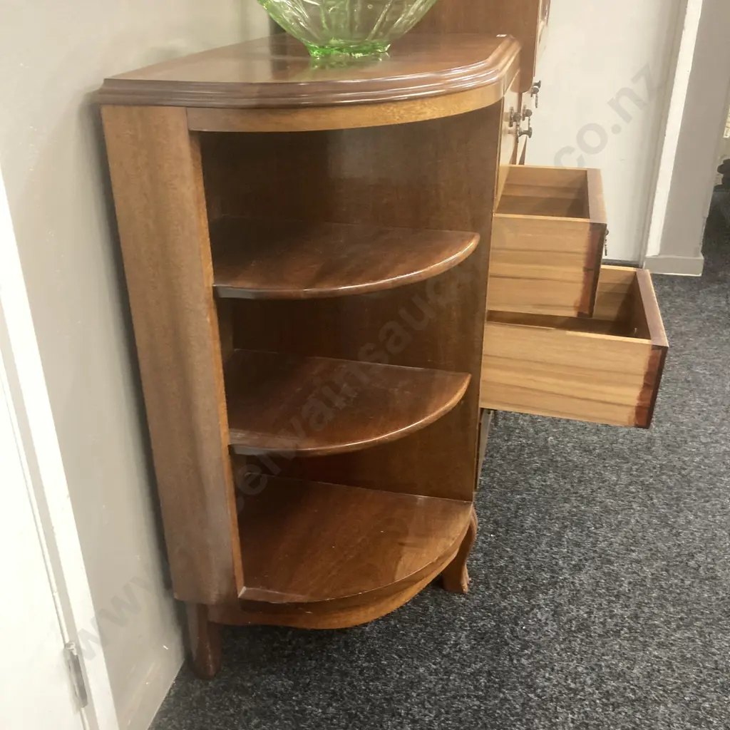 Mid Century Mahogany Sideboard Bureau Cabinet Drop front Desk. H115 W120 D40cm Image 1++