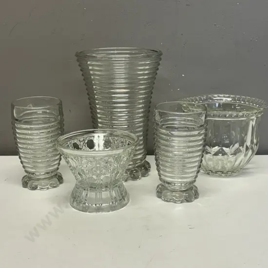 Assorted Mid Century Clear Glass items