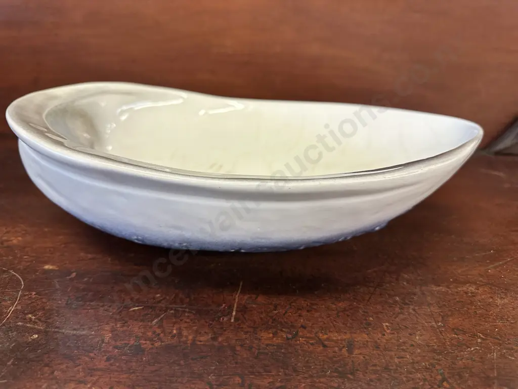NZ Studio Pottery Glazed Mussel Shell Bowl L38cm. Image 1++