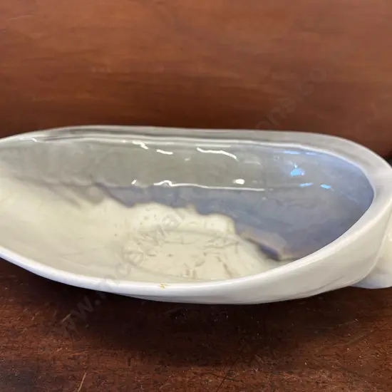 NZ Studio Pottery Glazed Mussel Shell Bowl L38cm.