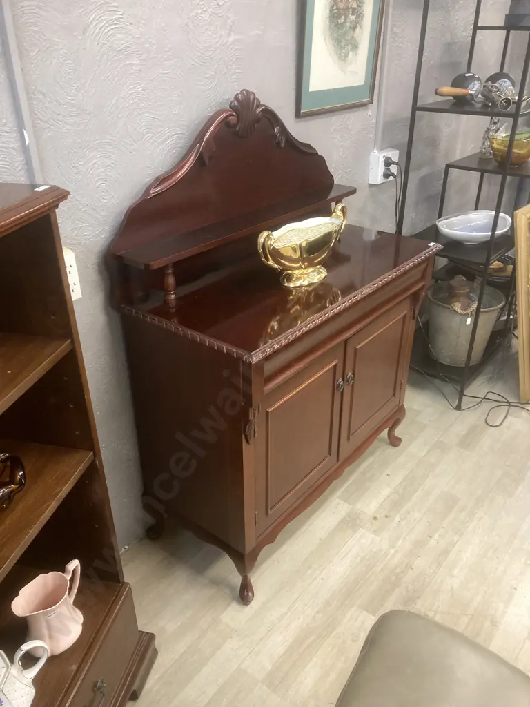 Mahogany Chiffonier, 2 Door With Flock Cutlery Drawer Insert. H134 W100 D46cm Image 1++