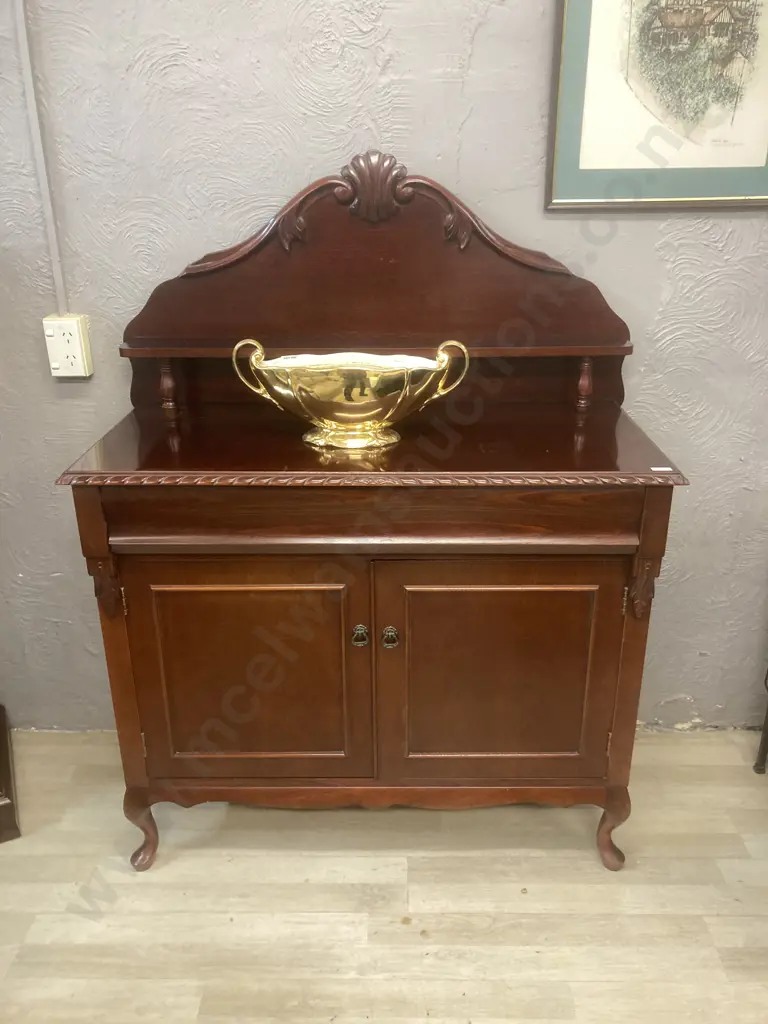 Mahogany Chiffonier, 2 Door With Flock Cutlery Drawer Insert. H134 W100 D46cm Image 1++
