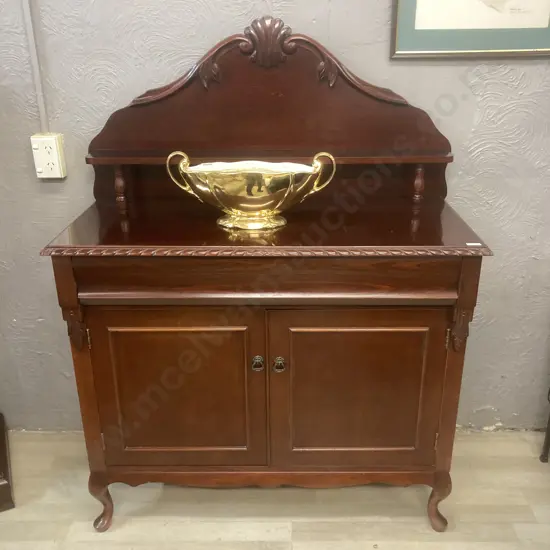 Mahogany Chiffonier, 2 Door With Flock Cutlery Drawer Insert. H134 W100 D46cm