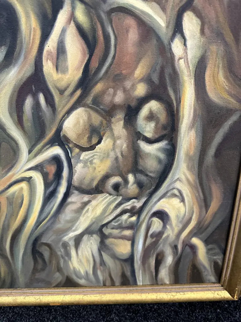 Large Vintage Gilt Frame Artwork 'Face' H87,W62cm. Image 1++