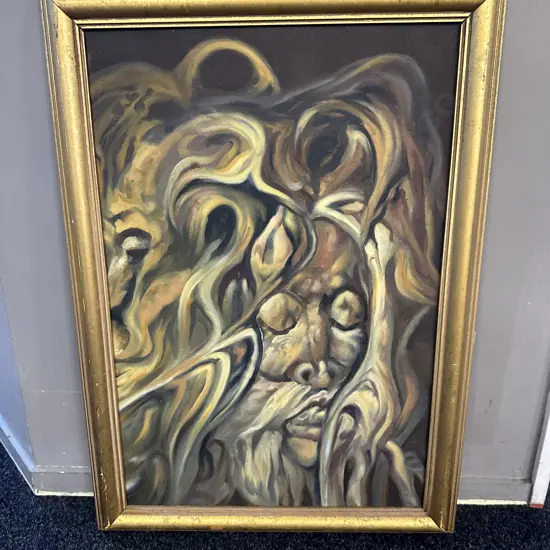 Large Vintage Gilt Frame Artwork 'Face' H87,W62cm.