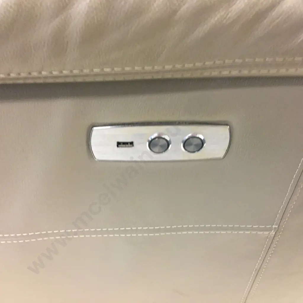 2.5 Seater Mocha Leather Synergy Electric Recliner Sofa. USB Ports Both Sides Image 1++