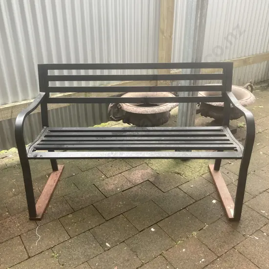 Black Steel Park Bench. 83 x 128cm