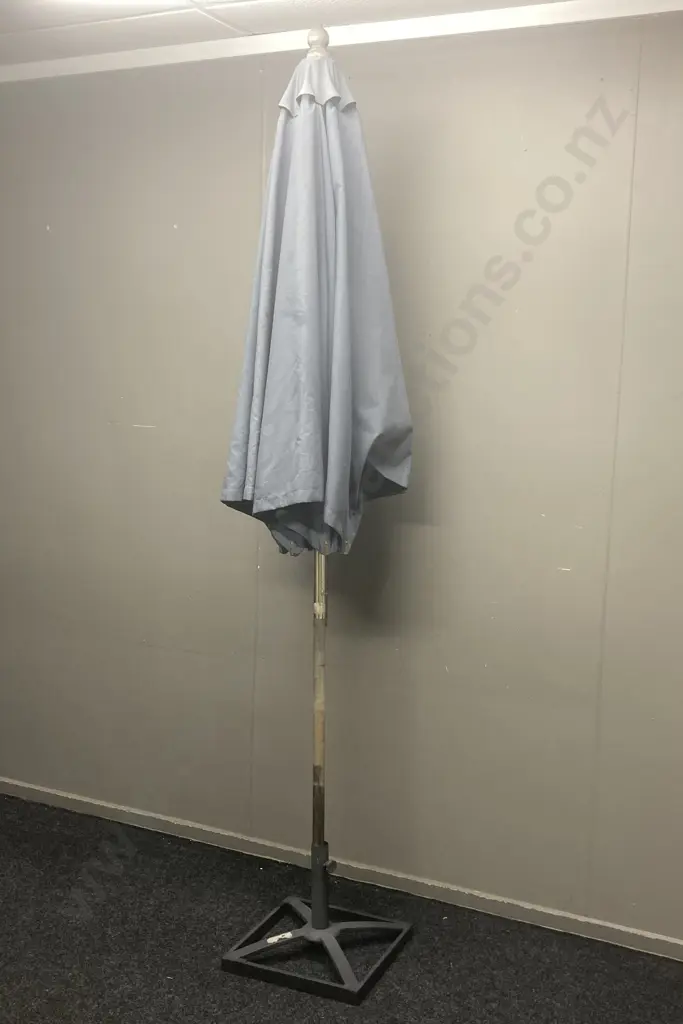 Large Wooden / Fabric Sun Umbrella With Steel Stand Image 1++