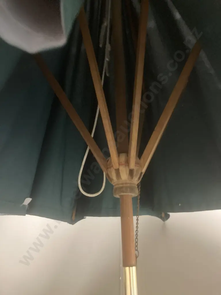 Large Wooden / Fabric Sun Umbrella With Steel Stand Image 1++