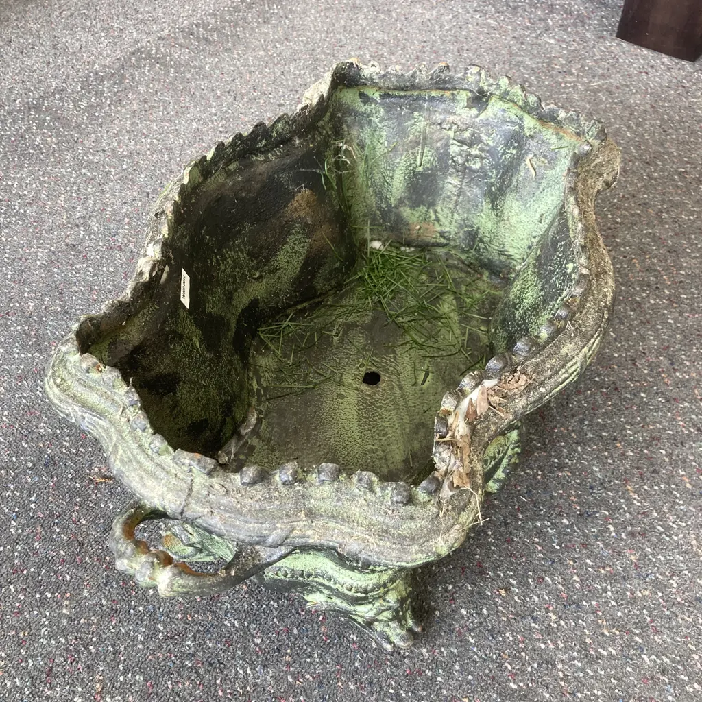 Cast Iron Ornate Footed Trough Planter, Dark Green, 26 x 56.5 x 35cm Image 1++