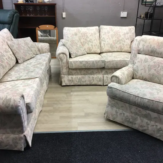 Moran Lounge Suite 3+2+1 Cream Floral Tones 