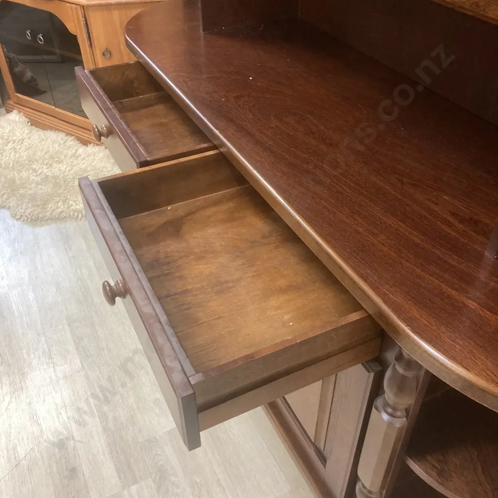 Mahogany Wall Unit, 2 Piece, Leadlight Look Doors, H191 W187 D52cm Image 1++