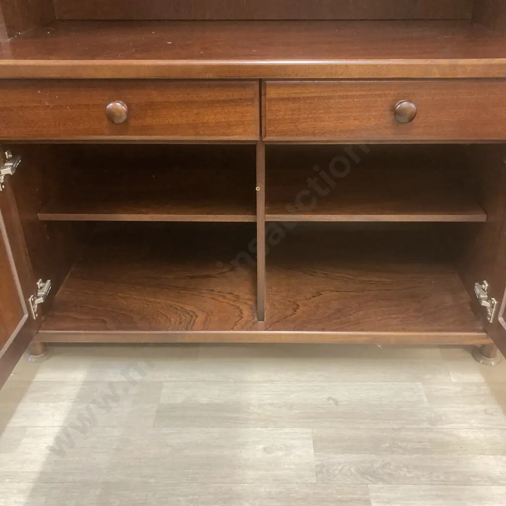 Mahogany Wall Unit, 2 Piece, Leadlight Look Doors, H191 W187 D52cm Image 1++