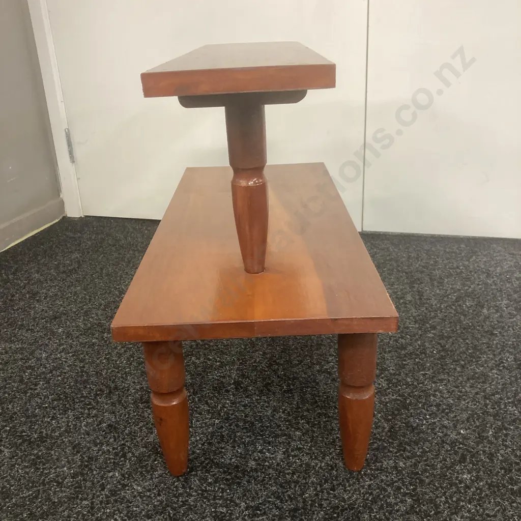 Small Mid Century Wooden Display Shelf. H48 W67 D28.5cm Image 1++