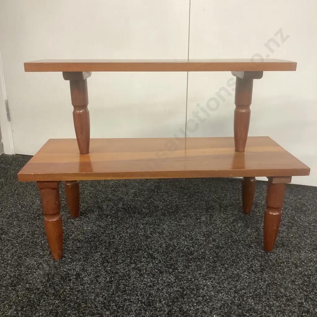 Small Mid Century Wooden Display Shelf. H48 W67 D28.5cm Image 1++