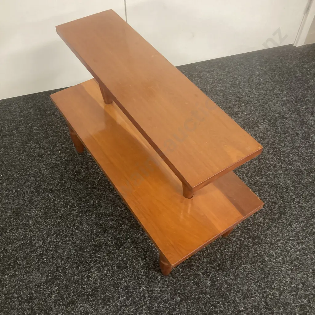 Small Mid Century Wooden Display Shelf. H48 W67 D28.5cm Image 1++