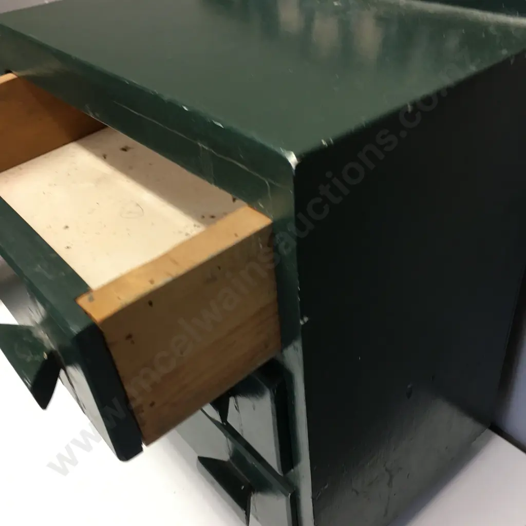 Small Three Drawer Dark Green Chest Of Drawers H50, W40, D24cm Image 1++