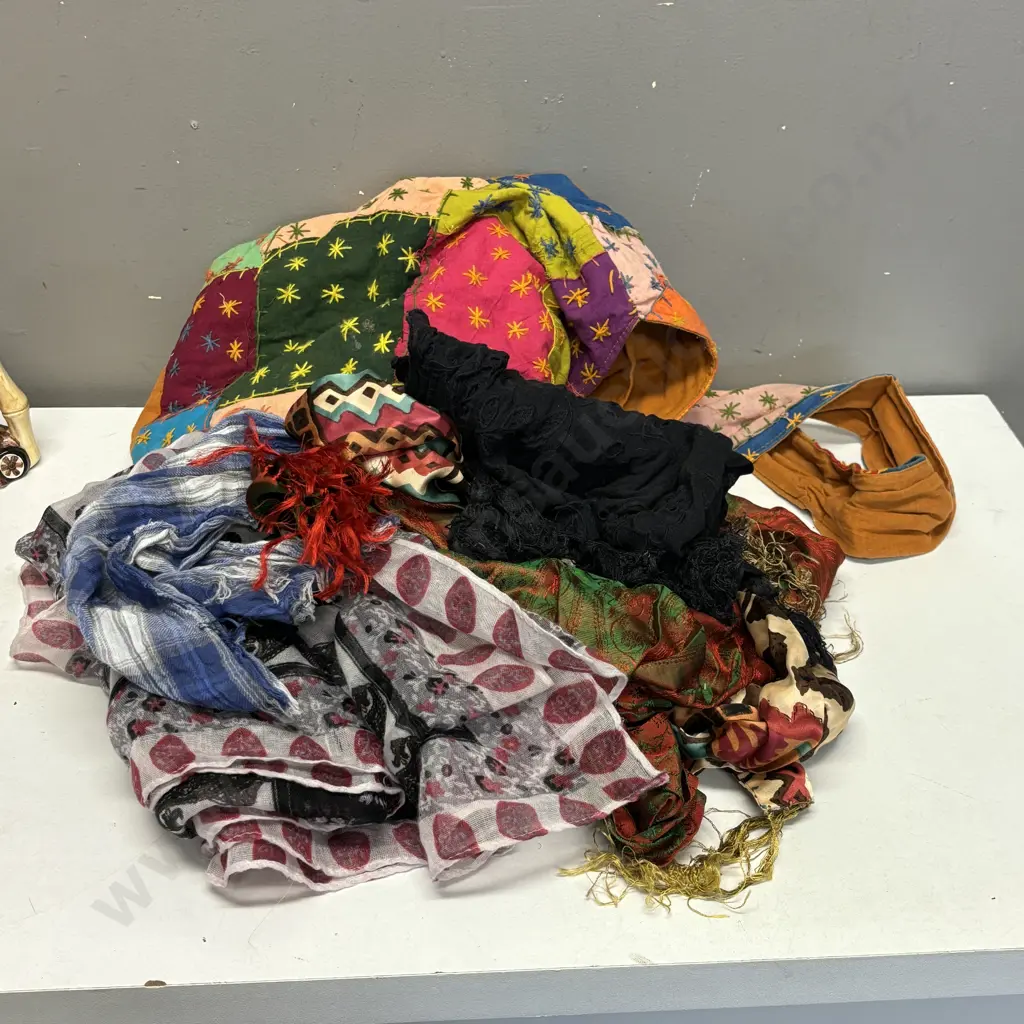 Patchwork Bag with assorted scarfs Image 1++