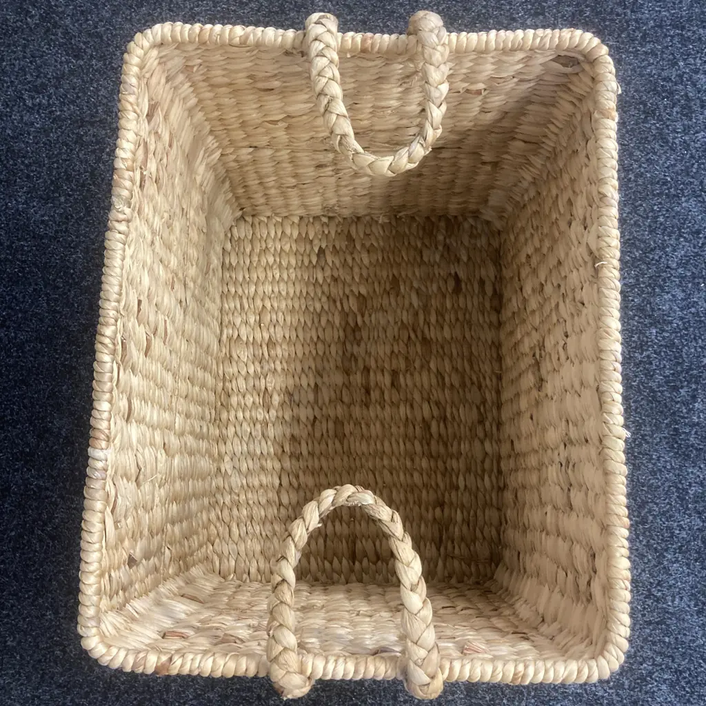 Large Solace Rice Nut Weave Basket - Water Hyacinth & Iron. H49 W58 D44cm Image 1++