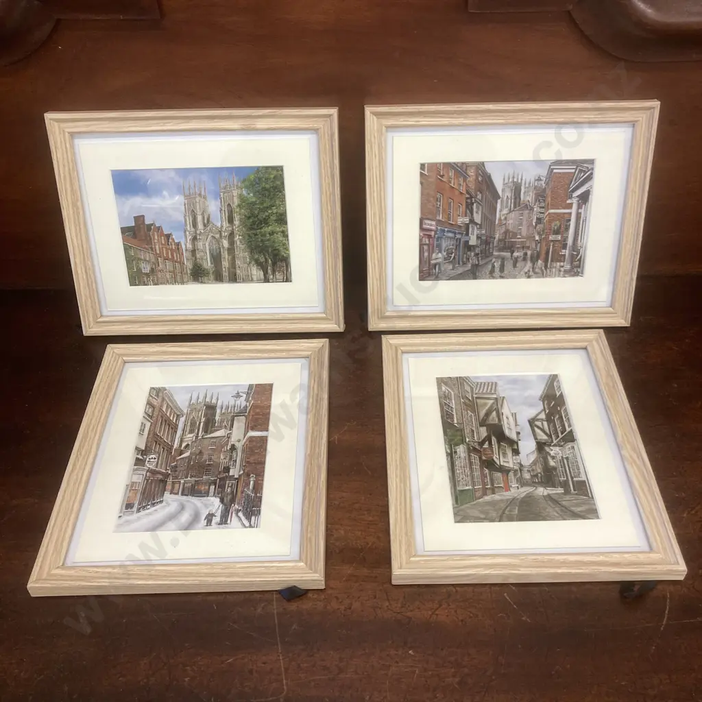 Four x Framed Glazed Prints by Mark Braithwaite Assorted York Scenes Image 1++
