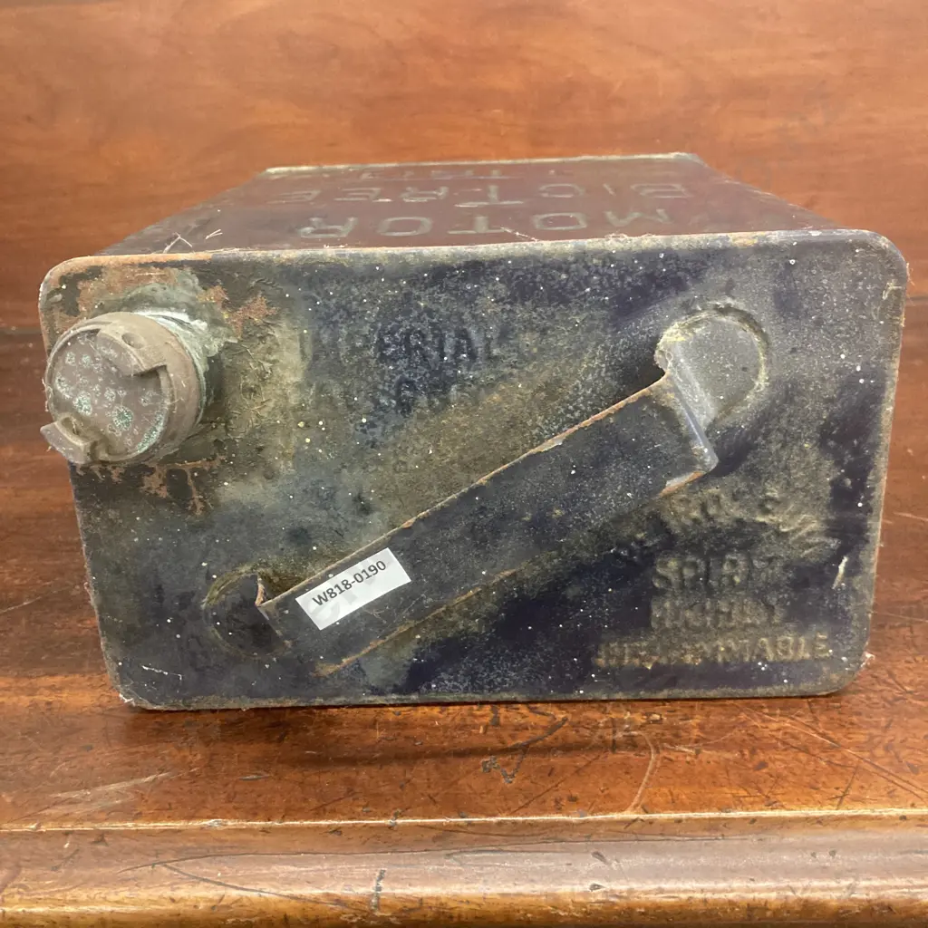 Big Tree Motor Spirit Tin, 2 Imperial Gallon. Large Pressed Tin With Brass Cap & Spout, Body is 28cm High. 1900s Image 1++