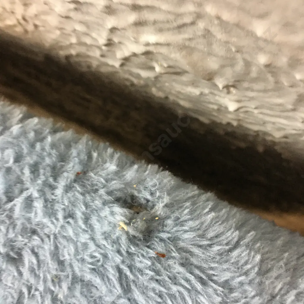 Grey Blue Plush Headboard, Wooden Button Back With Pink Top. 1.075 x 2.11cm Image 1++