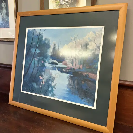 Glazed Artwork In Wooden Frame. 81 x 88cm