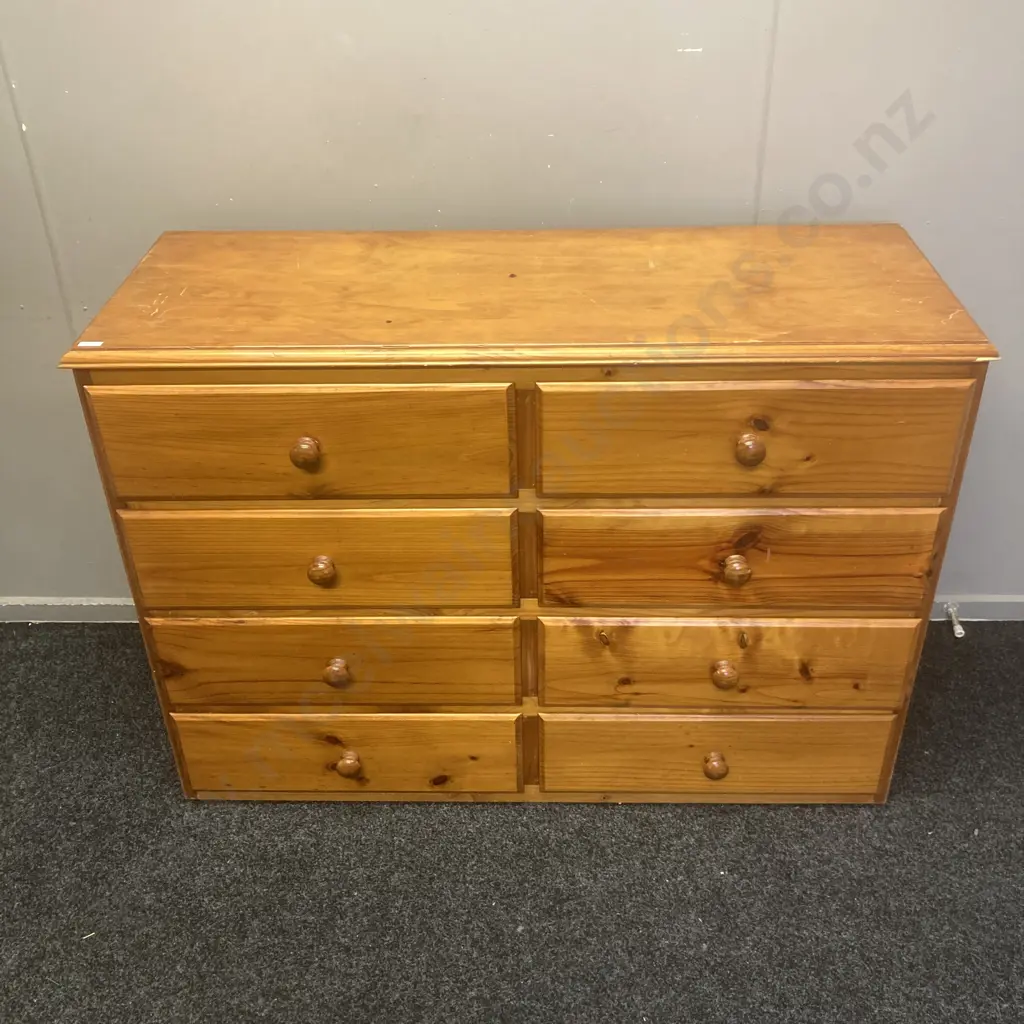 Vintage Pine 8 Drawer Scotch Chest (88 x 125cm ) With Freestanding 2 Drawer Cheval Mirror (68  x 67cm) Image 1++