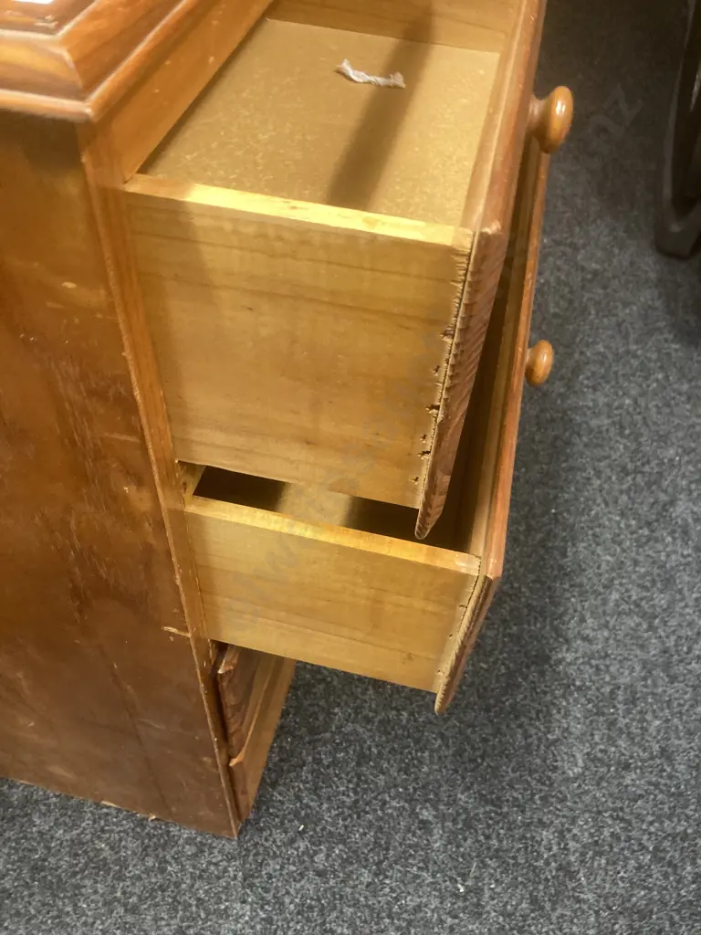 Vintage Pine 8 Drawer Scotch Chest (88 x 125cm ) With Freestanding 2 Drawer Cheval Mirror (68  x 67cm) Image 1++