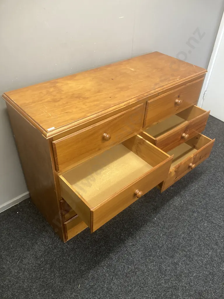 Vintage Pine 8 Drawer Scotch Chest (88 x 125cm ) With Freestanding 2 Drawer Cheval Mirror (68  x 67cm) Image 1++