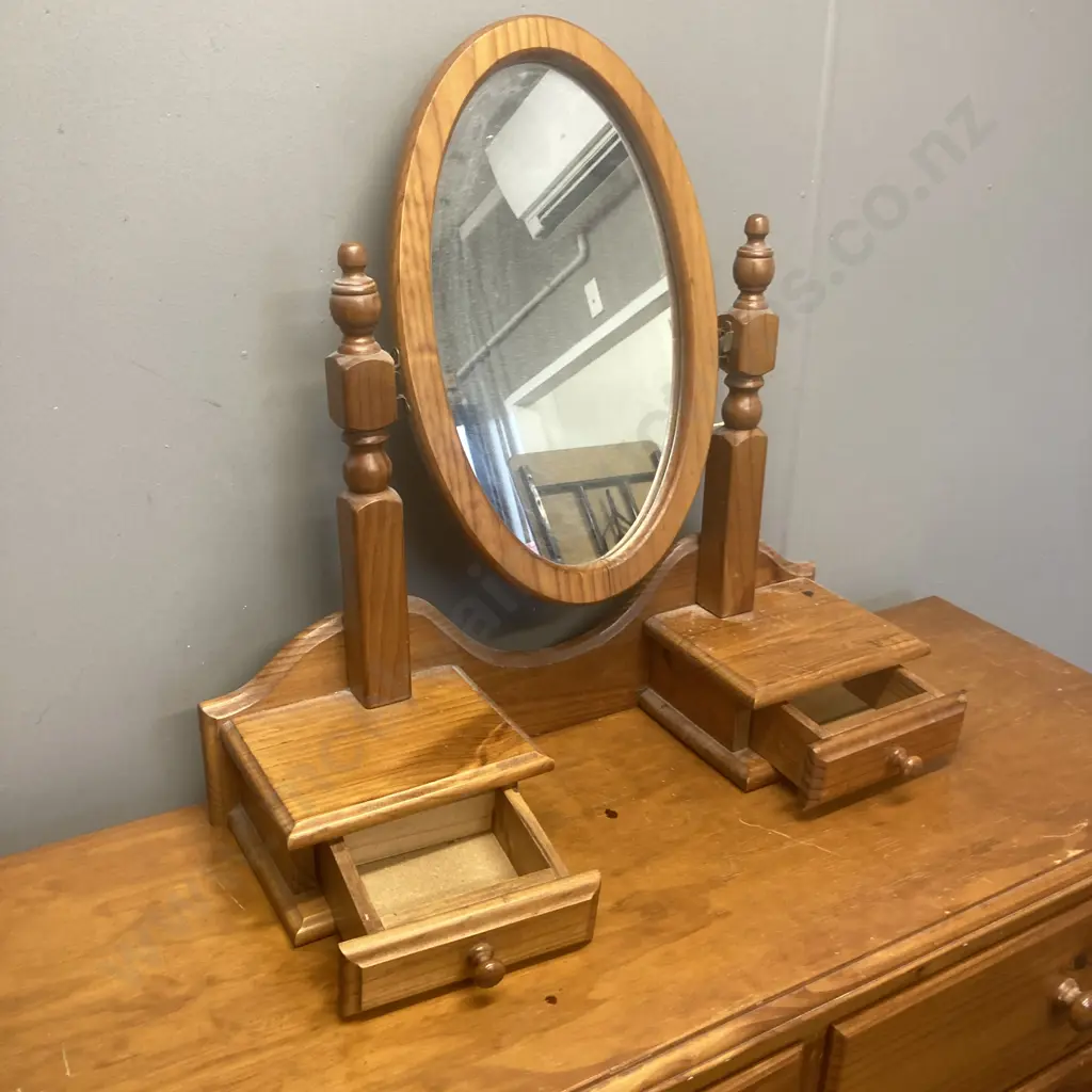 Vintage Pine 8 Drawer Scotch Chest (88 x 125cm ) With Freestanding 2 Drawer Cheval Mirror (68  x 67cm) Image 1++